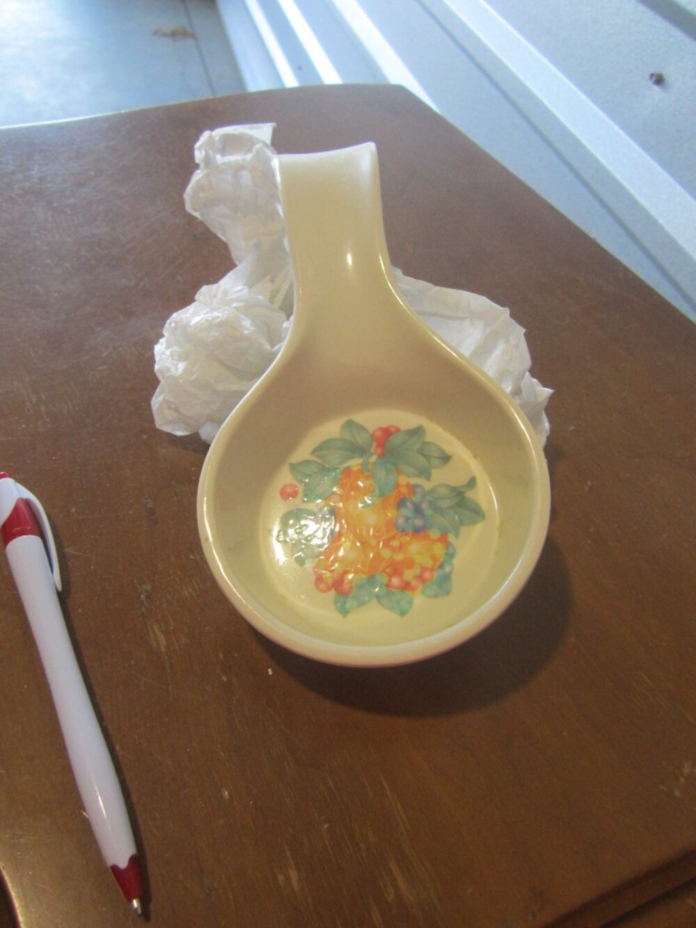 VTG EURITA SPOON REST, MELAMINE PLASTIC W/FLORAL DESIGN, RESTON LLOYD LTD
